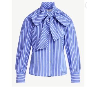 Blue Striped Blouse with Bow by Free Asembley